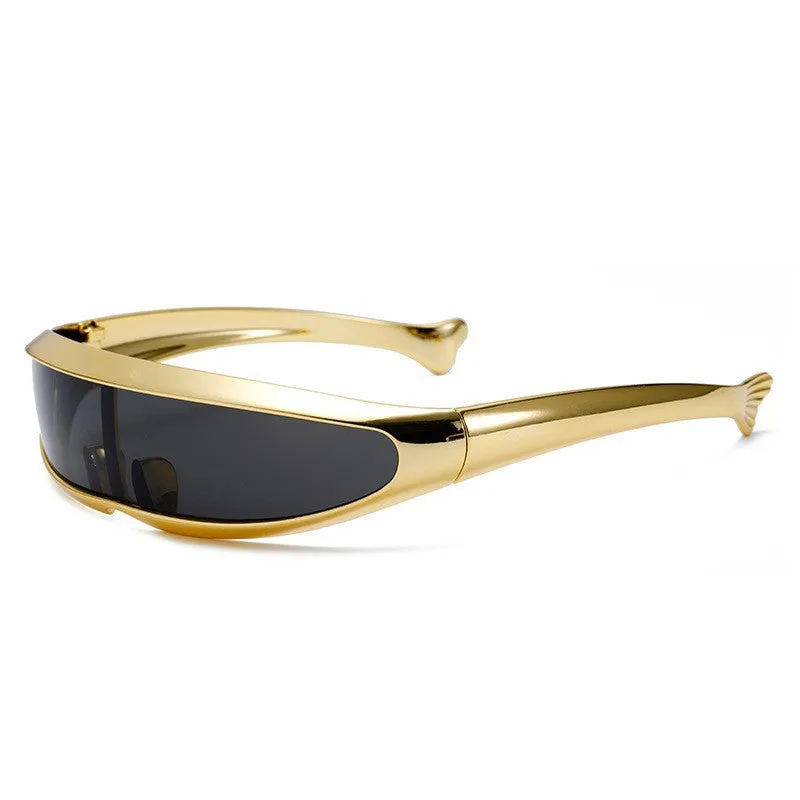 Men'S Futuristic Stylist One-Piece Pc 100% Uv Protection Sunglasses JN523