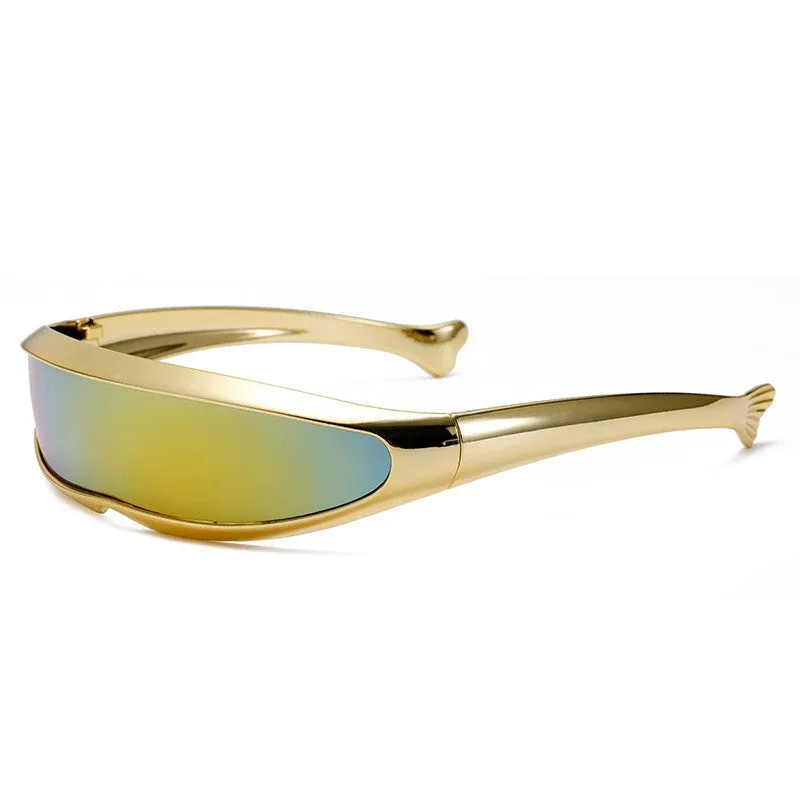 Men'S Futuristic Stylist One-Piece Pc 100% Uv Protection Sunglasses JN523