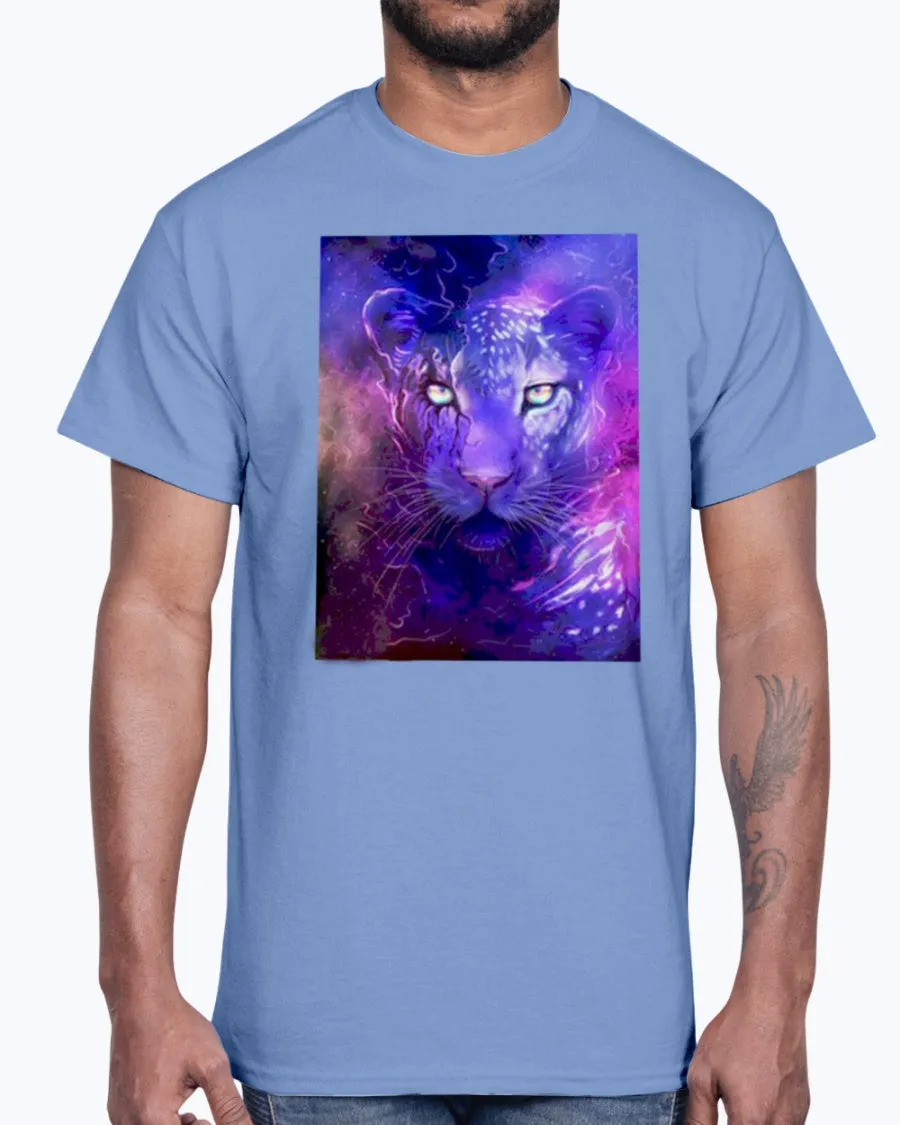Men's Gildan Ultra Cotton T-Shirt 12 Dark colors   Glowing leopard