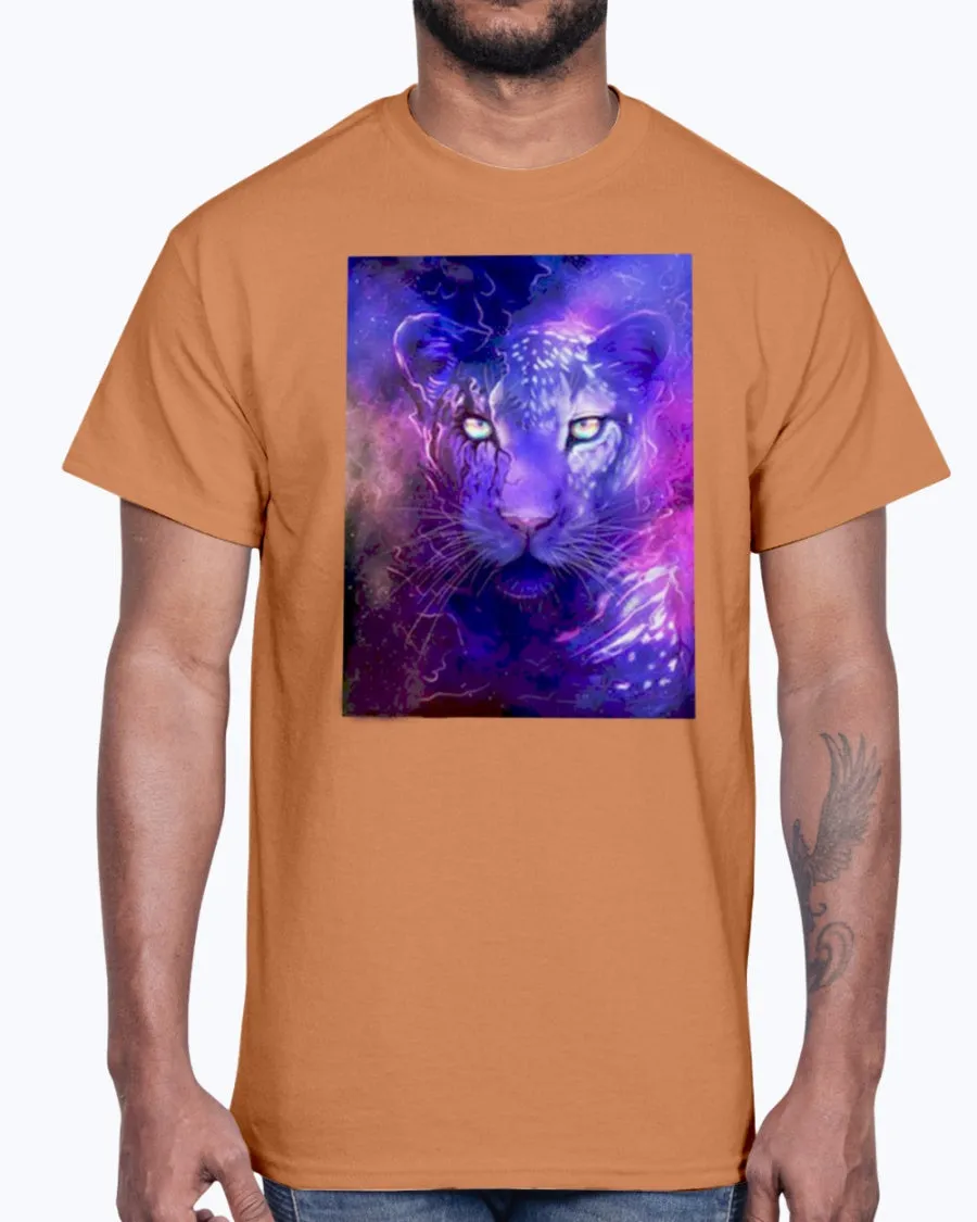 Men's Gildan Ultra Cotton T-Shirt 12 Dark colors   Glowing leopard
