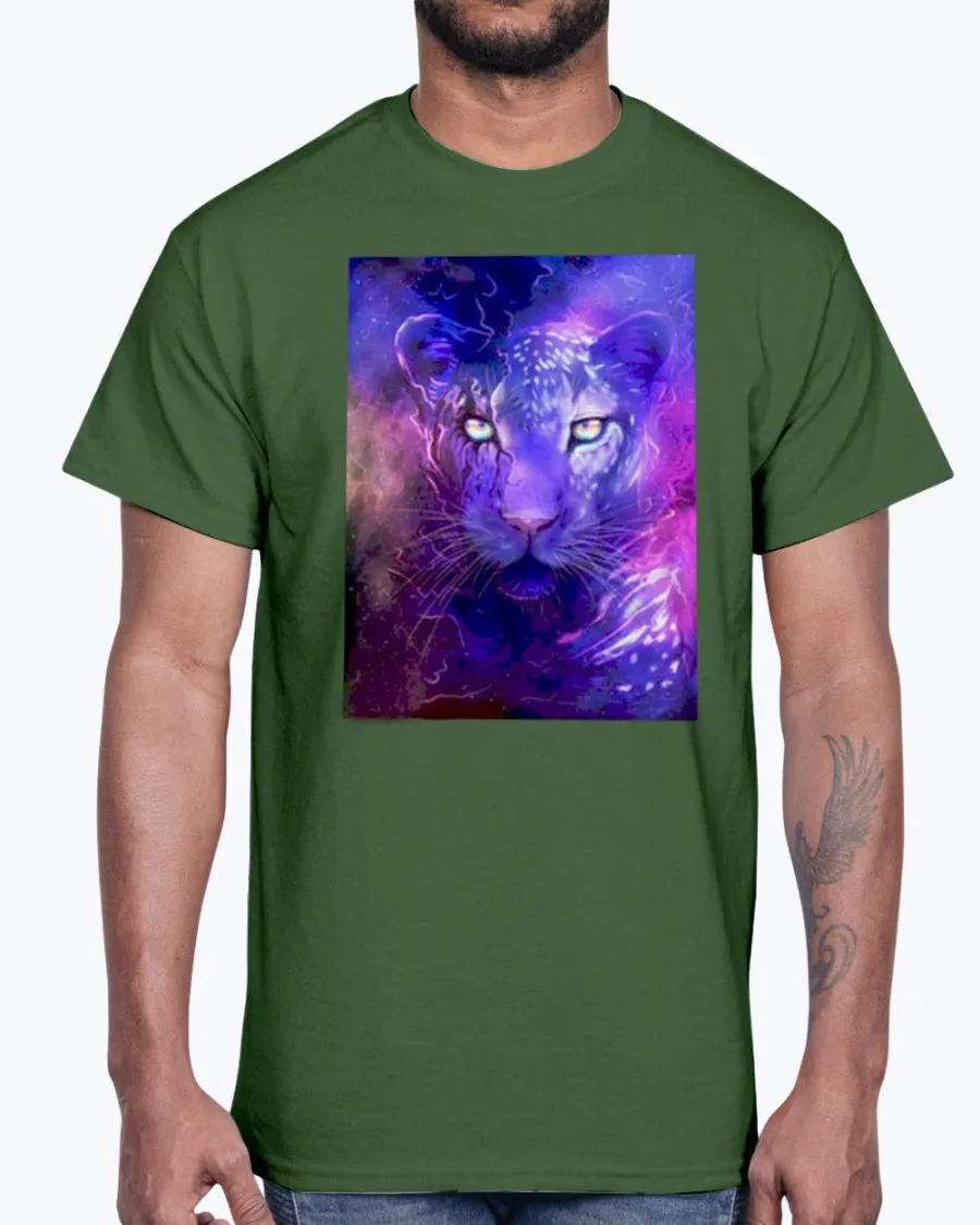 Men's Gildan Ultra Cotton T-Shirt 12 Dark colors   Glowing leopard