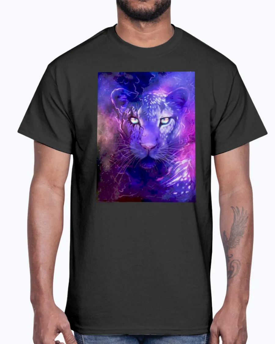 Men's Gildan Ultra Cotton T-Shirt 12 Dark colors   Glowing leopard