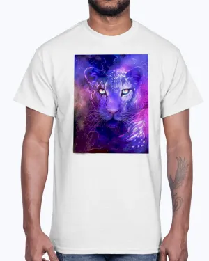 Men's Gildan Ultra Cotton T-Shirt 12 Dark colors   Glowing leopard