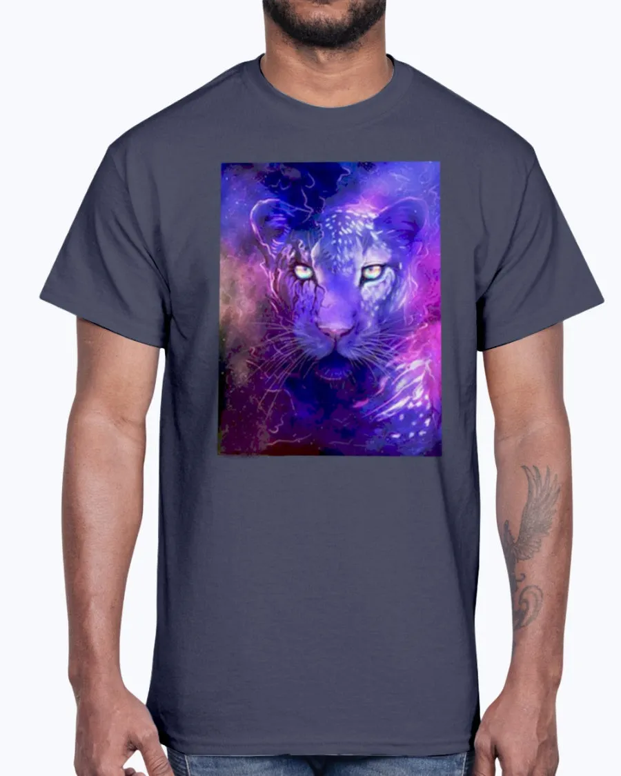 Men's Gildan Ultra Cotton T-Shirt 12 Dark colors   Glowing leopard