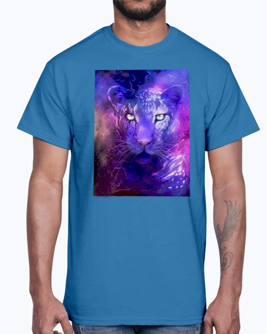 Men's Gildan Ultra Cotton T-Shirt 12 Dark colors   Glowing leopard