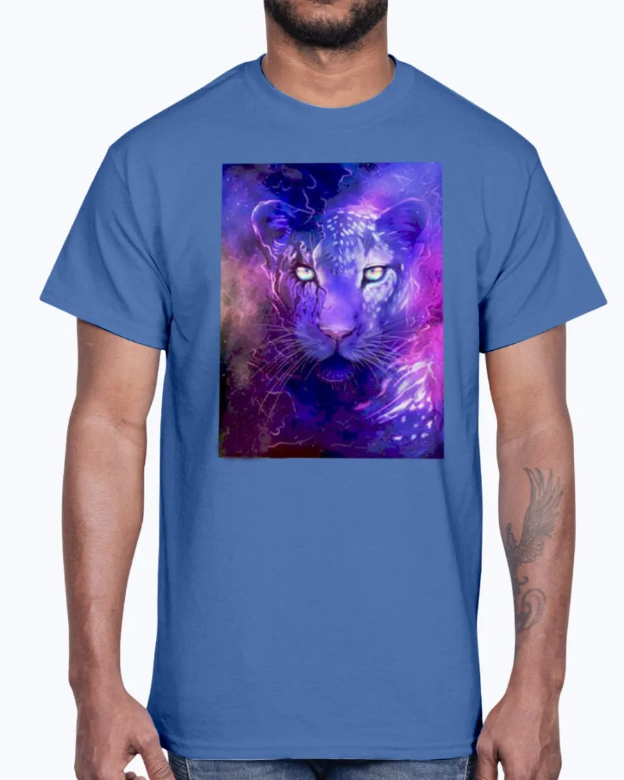 Men's Gildan Ultra Cotton T-Shirt 12 Dark colors   Glowing leopard
