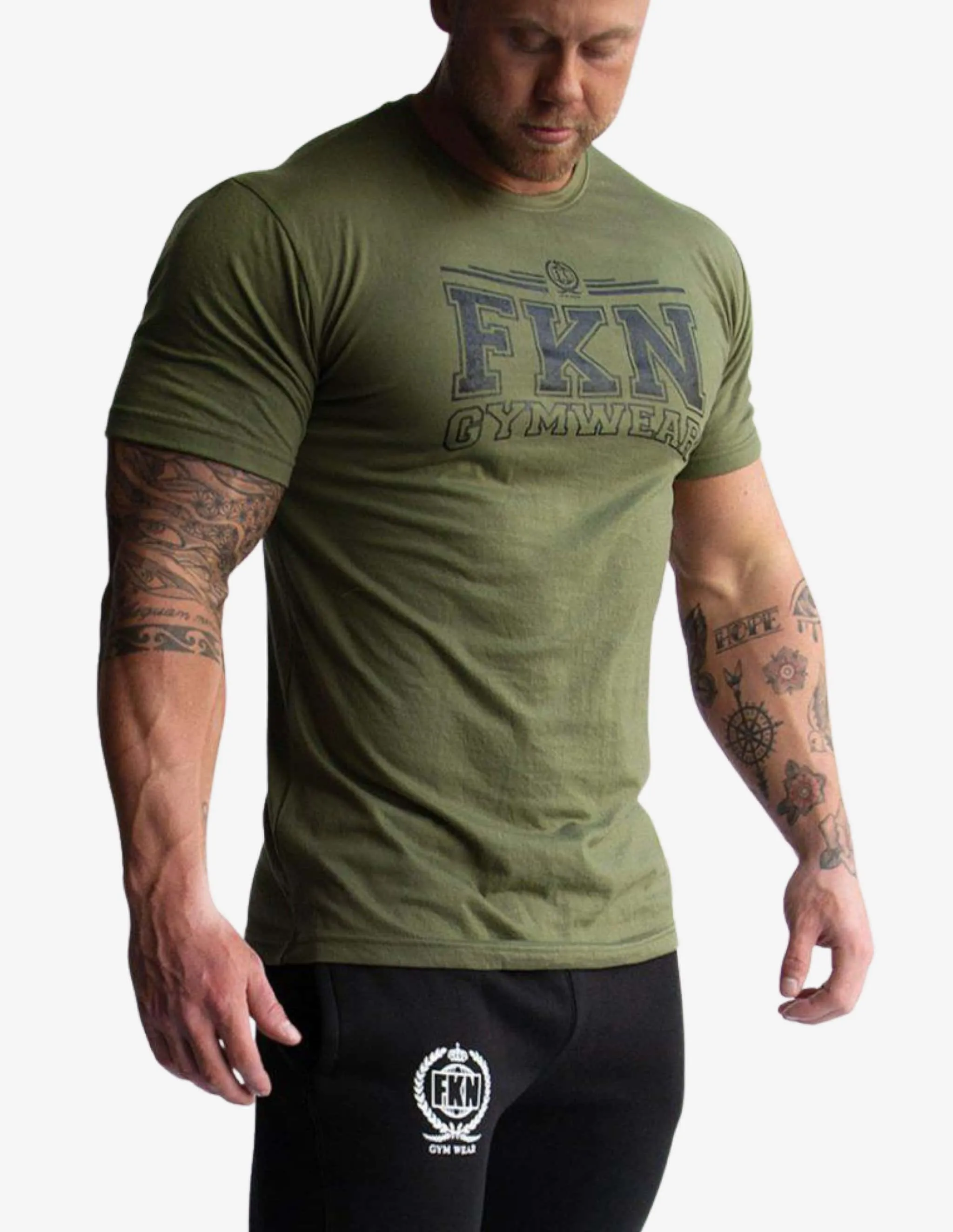 Men's Gym T-Shirt | Varsity | Khaki