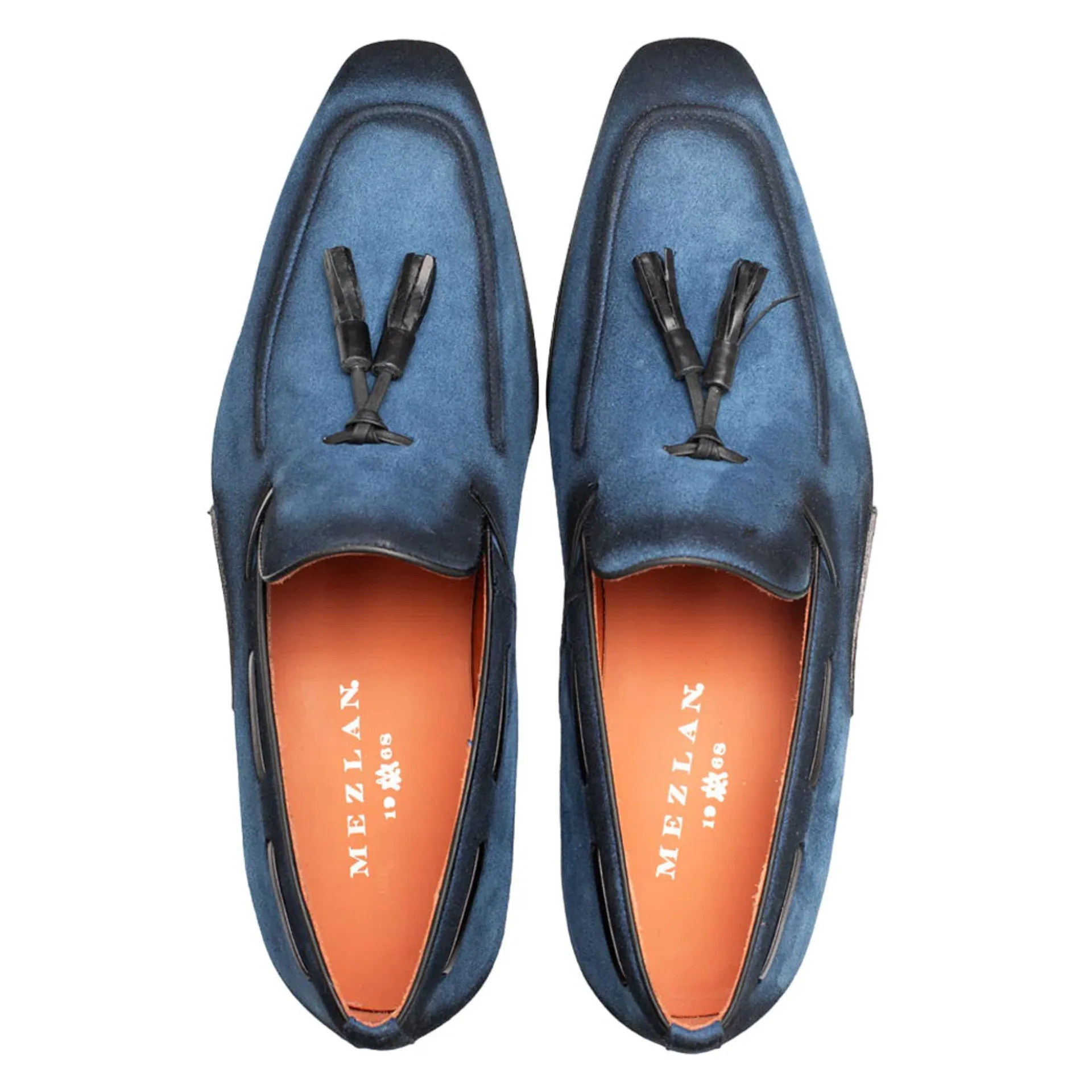Men's Pavese Cobalt Suede Tassel Slip-On Shoes By Mezlan Made In Spain Brand