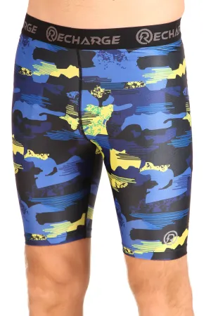 Men's Polyester Compression Shorts (Blue Camo)