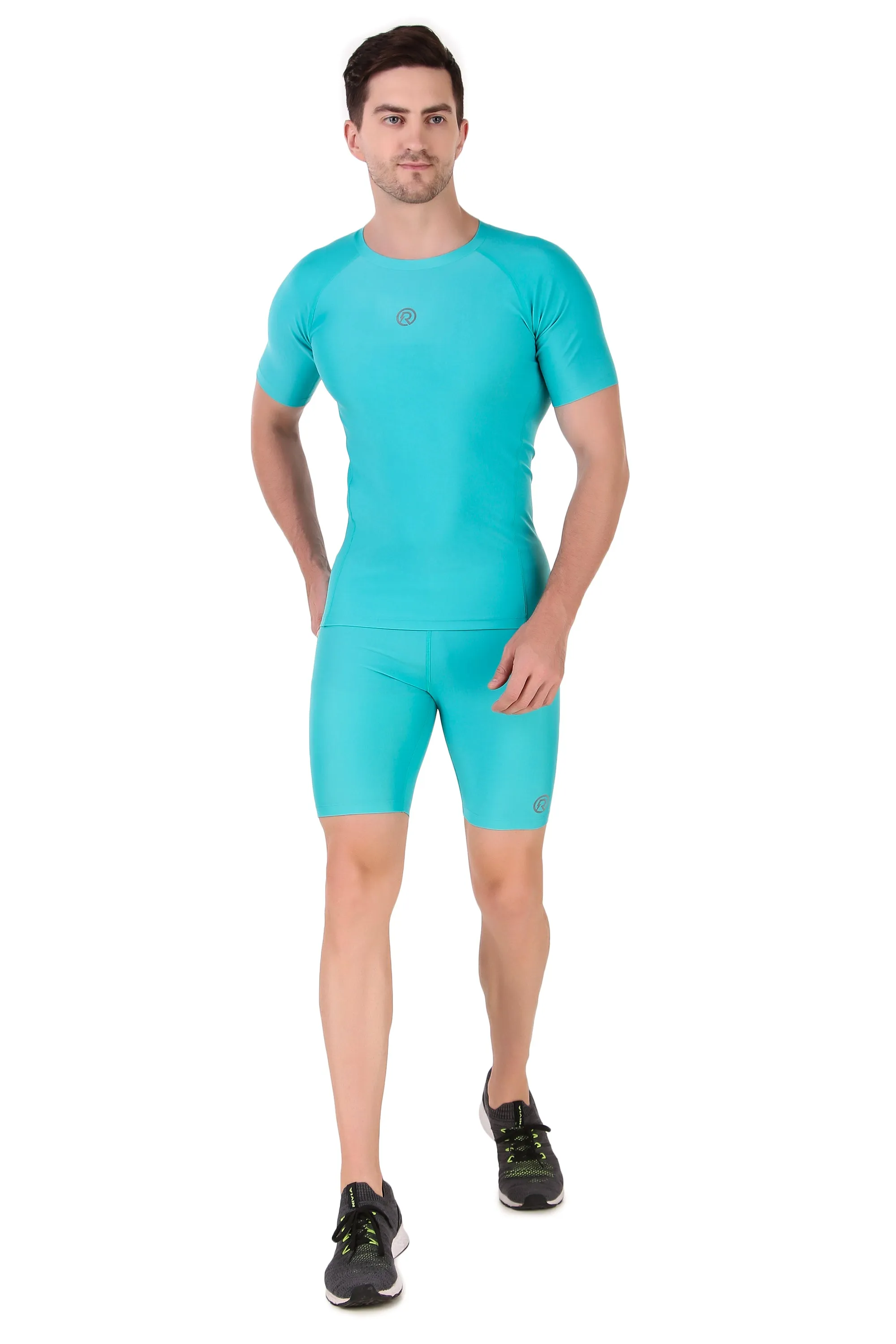 Men's Polyester Compression Shorts (Coral Green)