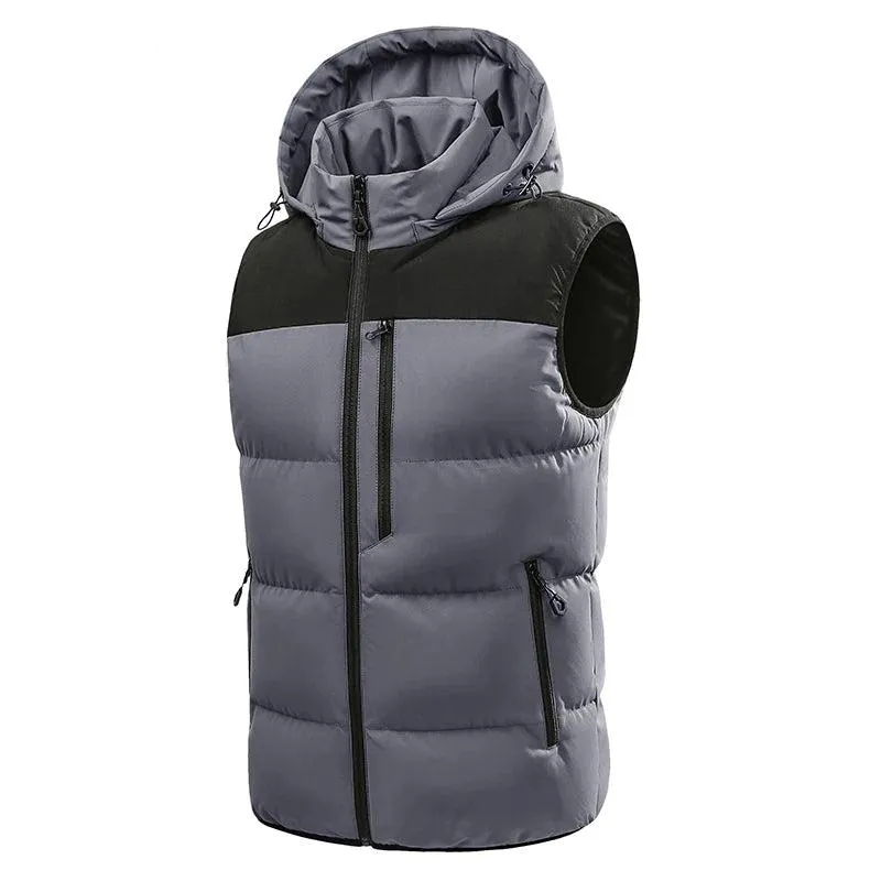 Men's Puffer Vest Warm Sleeveless Winter Jackets Waterproof Zipper Coats With Stand-Up Collar Casual Lightweight Outerwear For Cold Weather C17