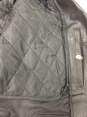 Men's riding classic biker police style Blk Leather jacket with side laces