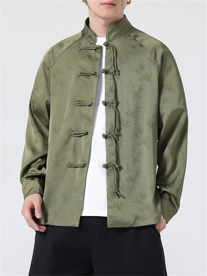 Men's Tassel Button Bamboo Shadow Tang Suit Jacket