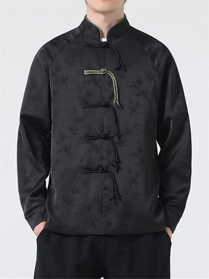 Men's Tassel Button Bamboo Shadow Tang Suit Jacket