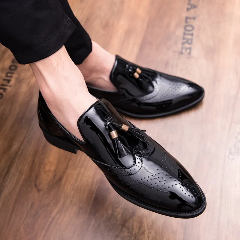 Men's Tassel Pointed Dress Shoe Up To Size 12.5