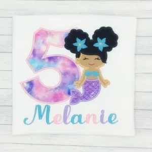 Mermaid w/ Ponytails - Girls Birthday Shirt (age 1-9)