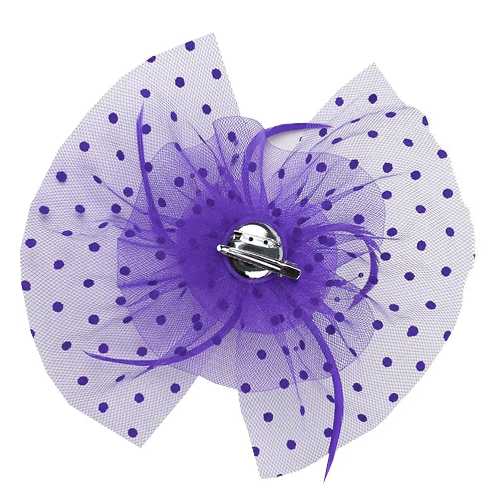Mesh Face Dot Veil Feather Fascinator Hair Clip