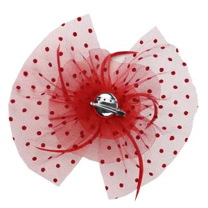 Mesh Face Dot Veil Feather Fascinator Hair Clip