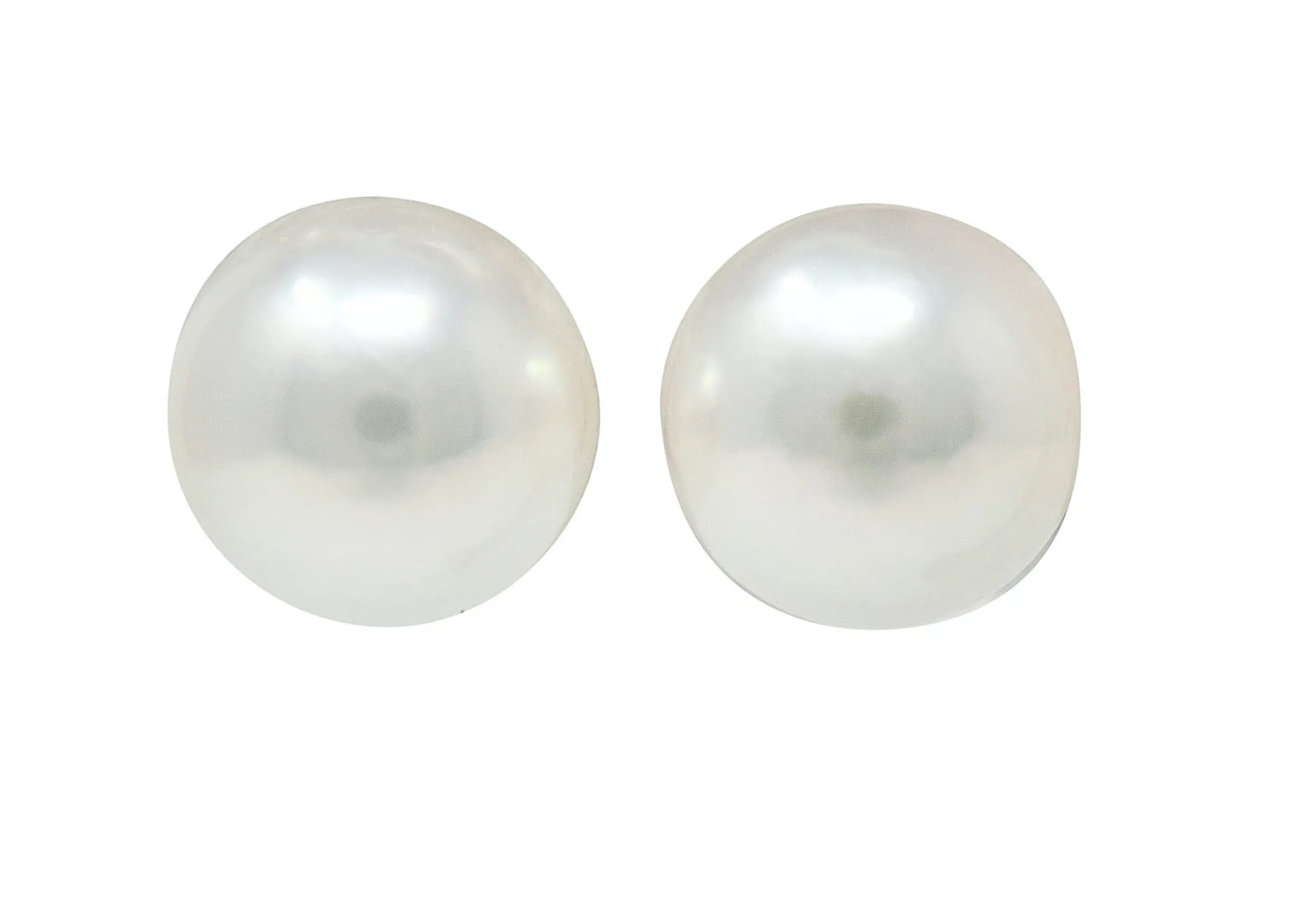 Mikimoto Cultured Pearl Diamond 18 Karat White Gold Stud Earrings