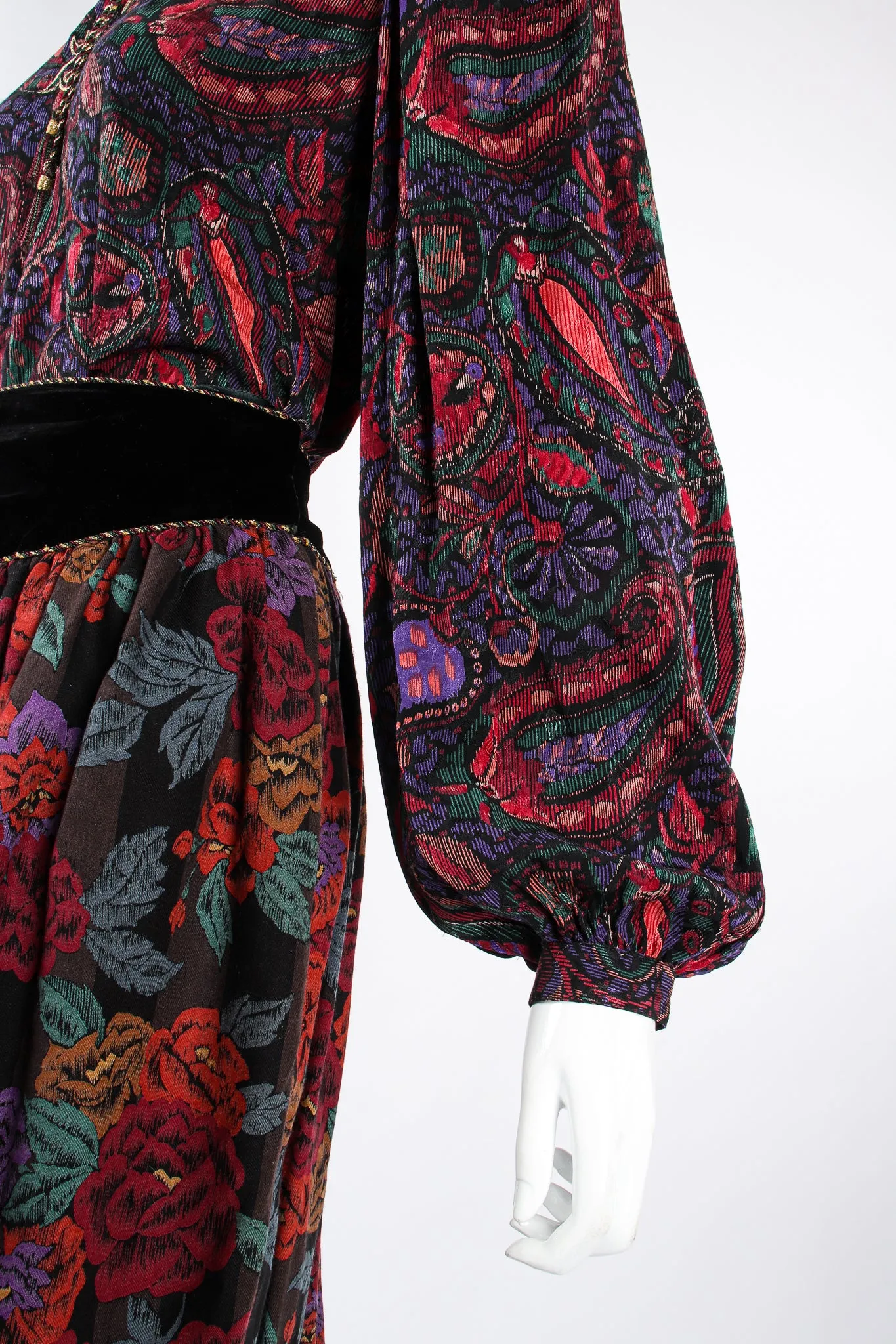 Mixed Print Floral Paisley Blouse & Skirt Set