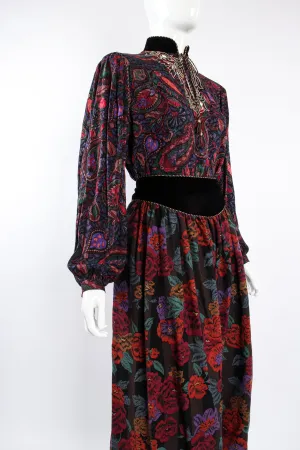 Mixed Print Floral Paisley Blouse & Skirt Set