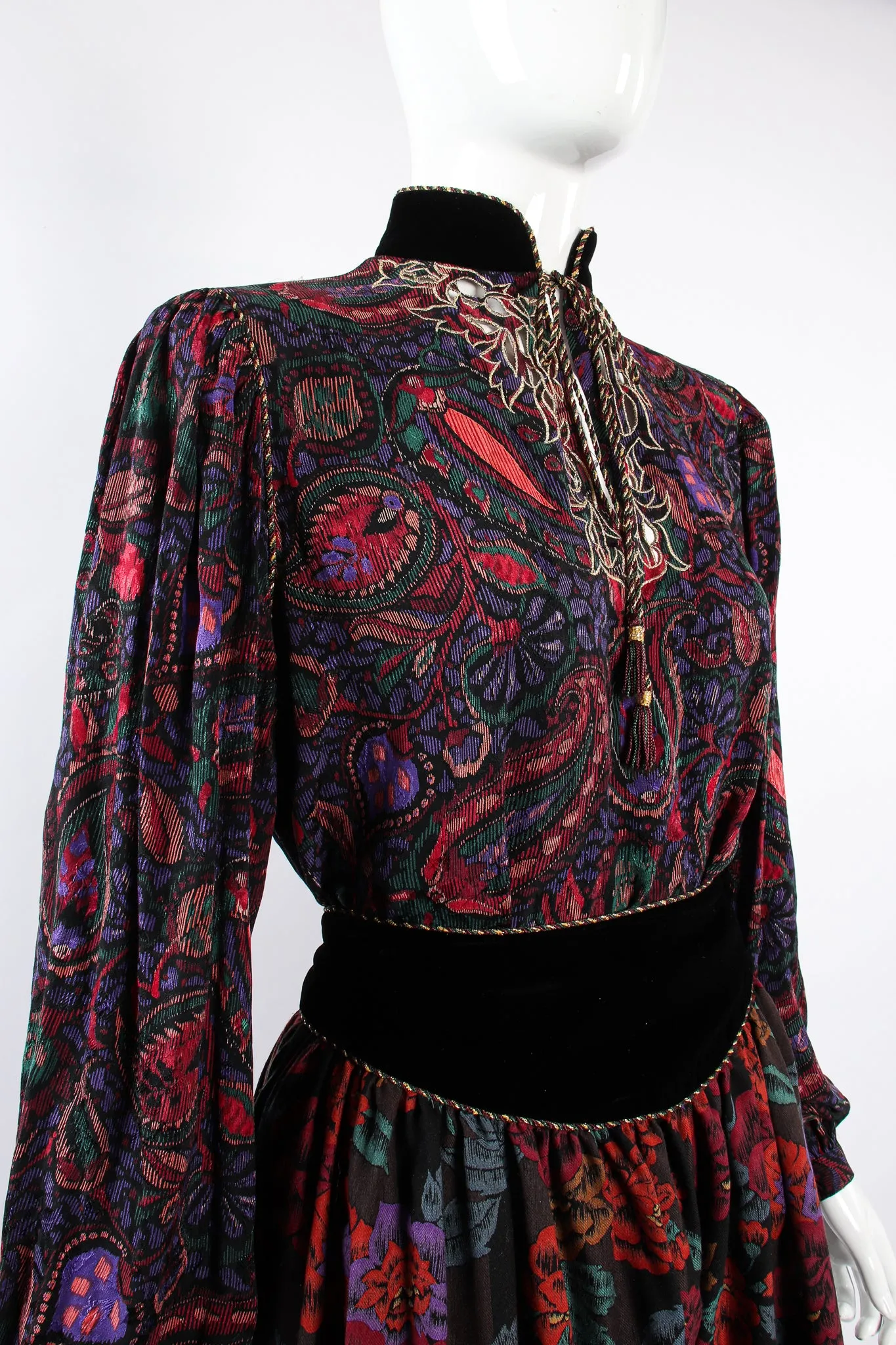 Mixed Print Floral Paisley Blouse & Skirt Set