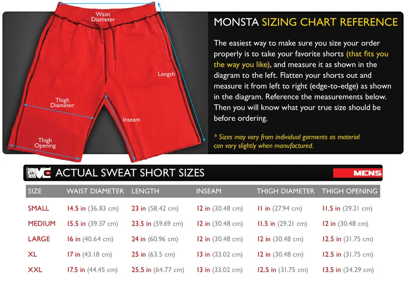 Monsta Clothing Co. Men's Sweat Shorts Workout Muscle Symbol