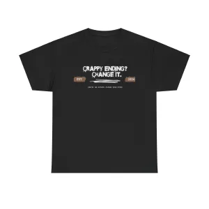 Motivational Unisex Heavy Cotton Tee - Perfect for Dreamers & Doers, Crappy Ending? Change It! Tee, Gift for Her, Birthday, Inspirational