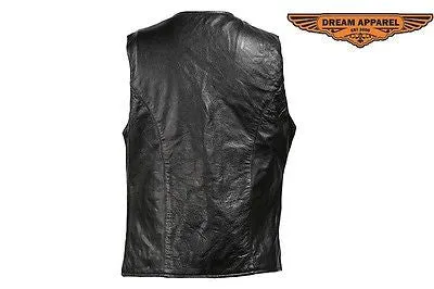 MOTORCYCLE MOTORBIKE LADIES LEATHER ZIPPER VEST WITH FRONT LACES W/2 GUN POCKETS