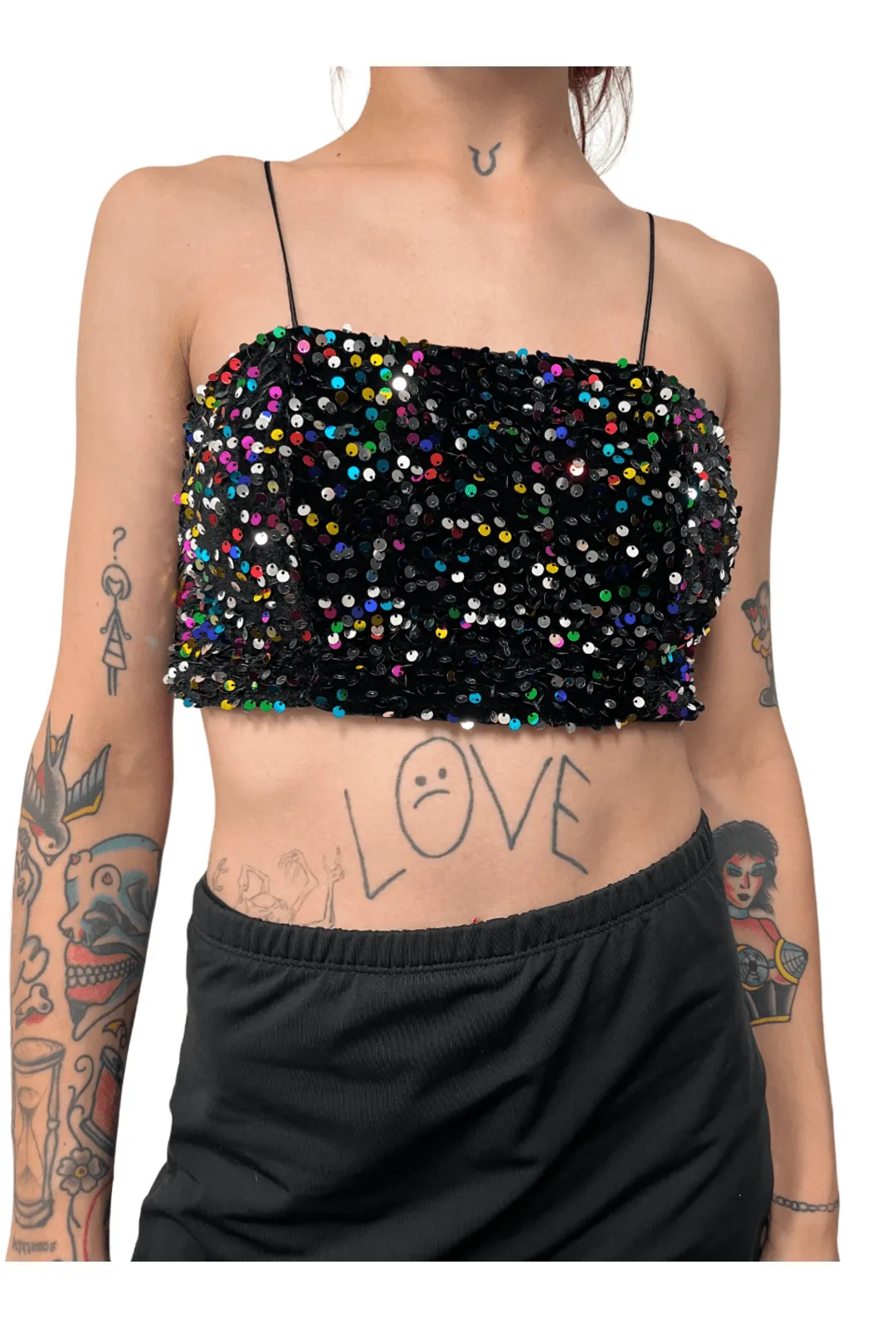 Multicolour Sequin Tube Crop
