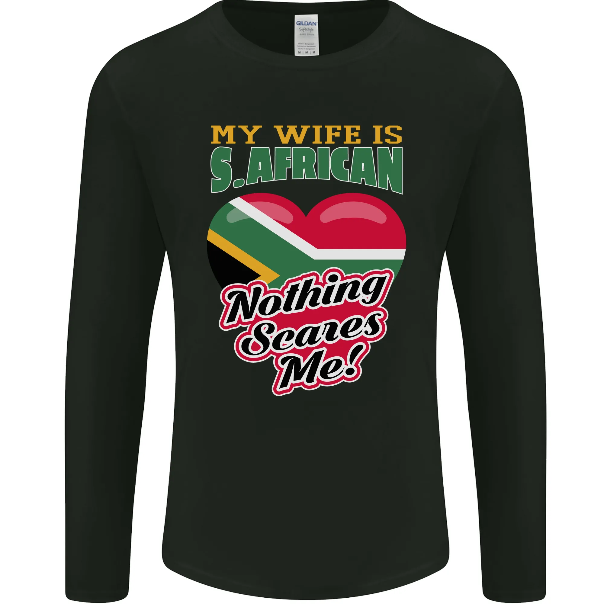 My Wife is South African Nothing Scares Me Africa Mens Long Sleeve T-Shirt