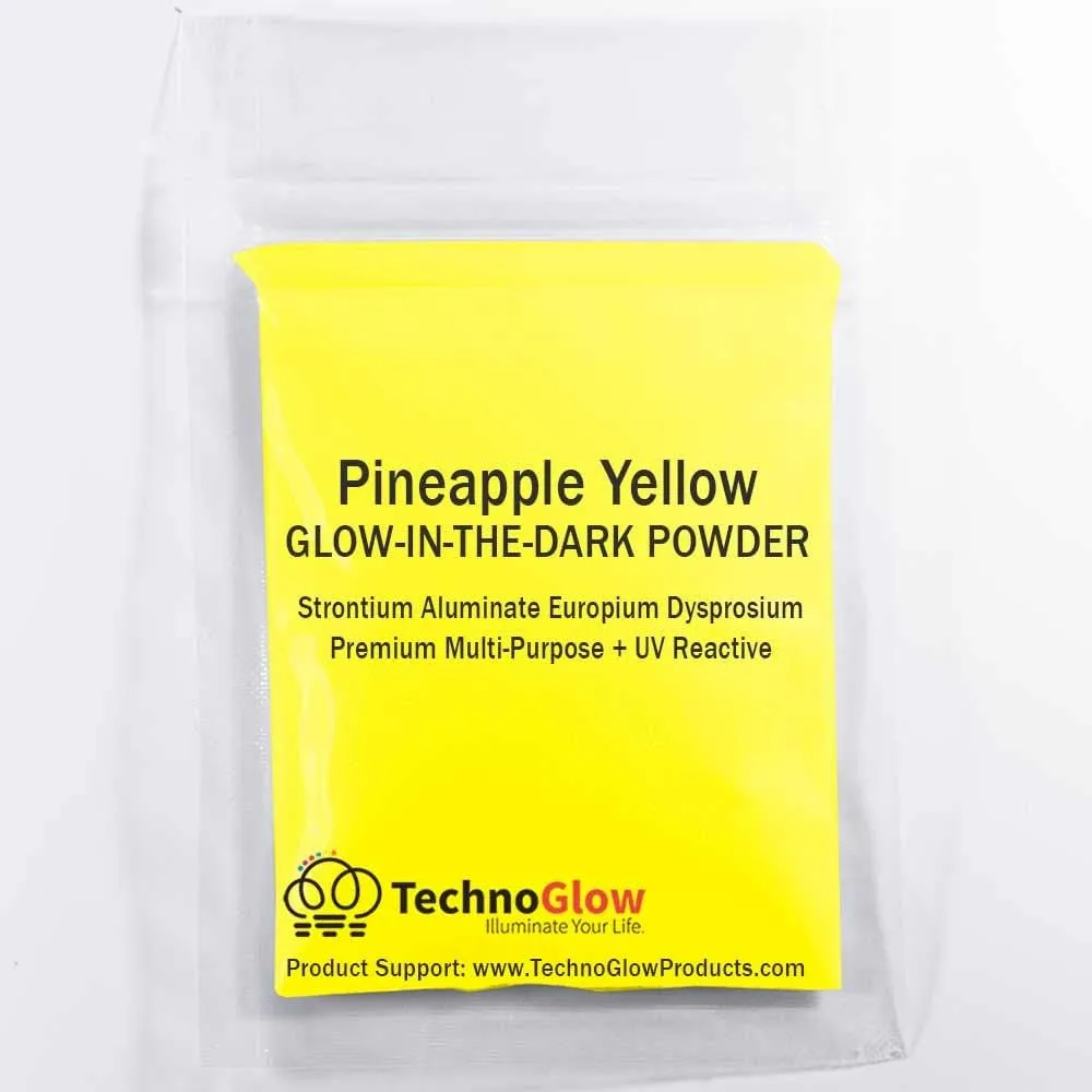 NEW TechnoGlow Pineapple Yellow Glow in The Dark Powder - Multipurpose PRO-Series Glow Colors (8oz) Retails $73 