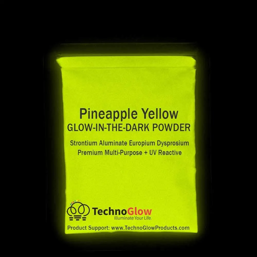 NEW TechnoGlow Pineapple Yellow Glow in The Dark Powder - Multipurpose PRO-Series Glow Colors (8oz) Retails $73 