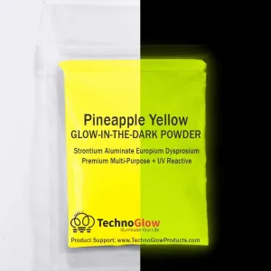 NEW TechnoGlow Pineapple Yellow Glow in The Dark Powder - Multipurpose PRO-Series Glow Colors (8oz) Retails $73 