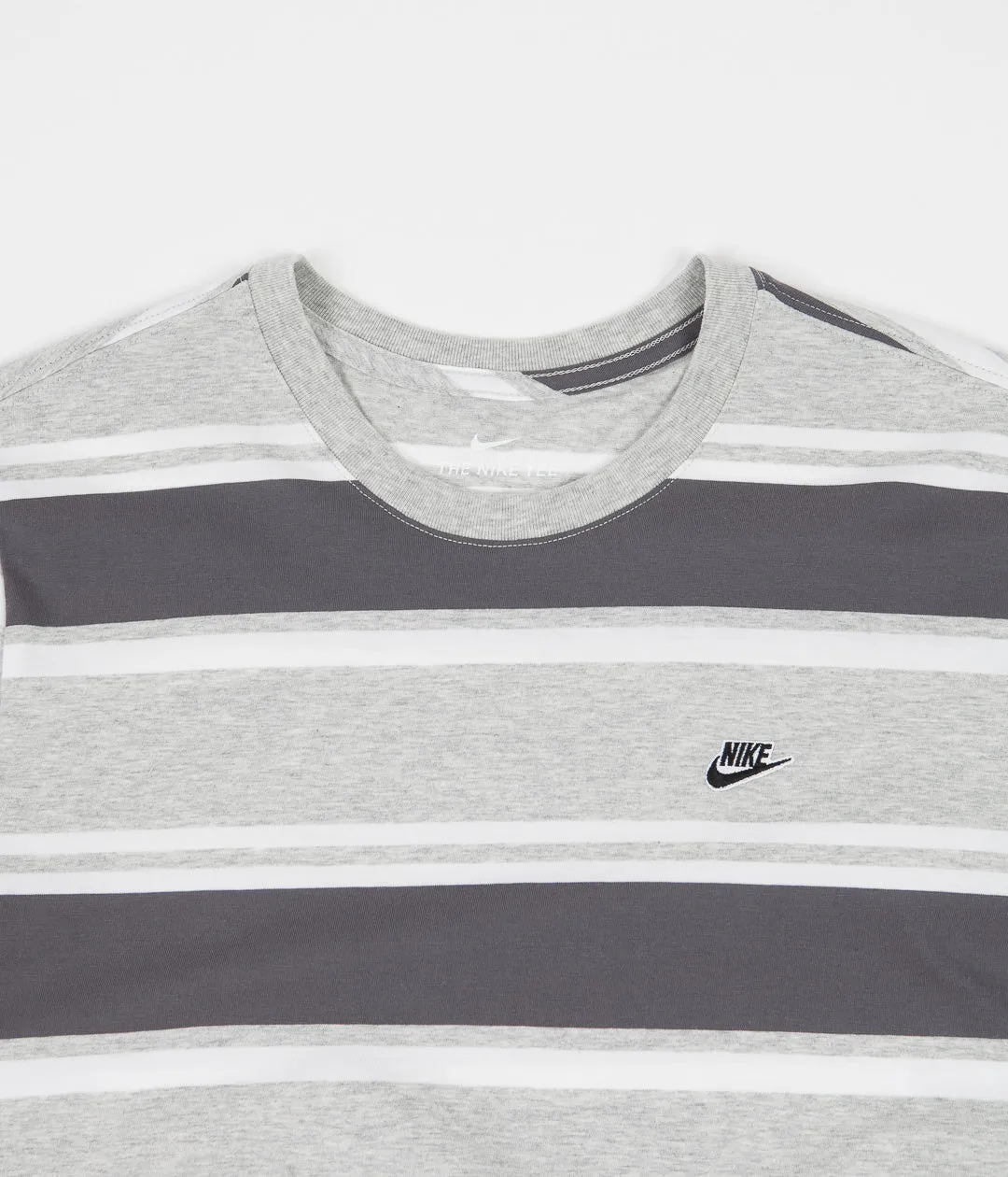 Nike Stripe T-Shirt - Grey Heather / White / Dark Grey