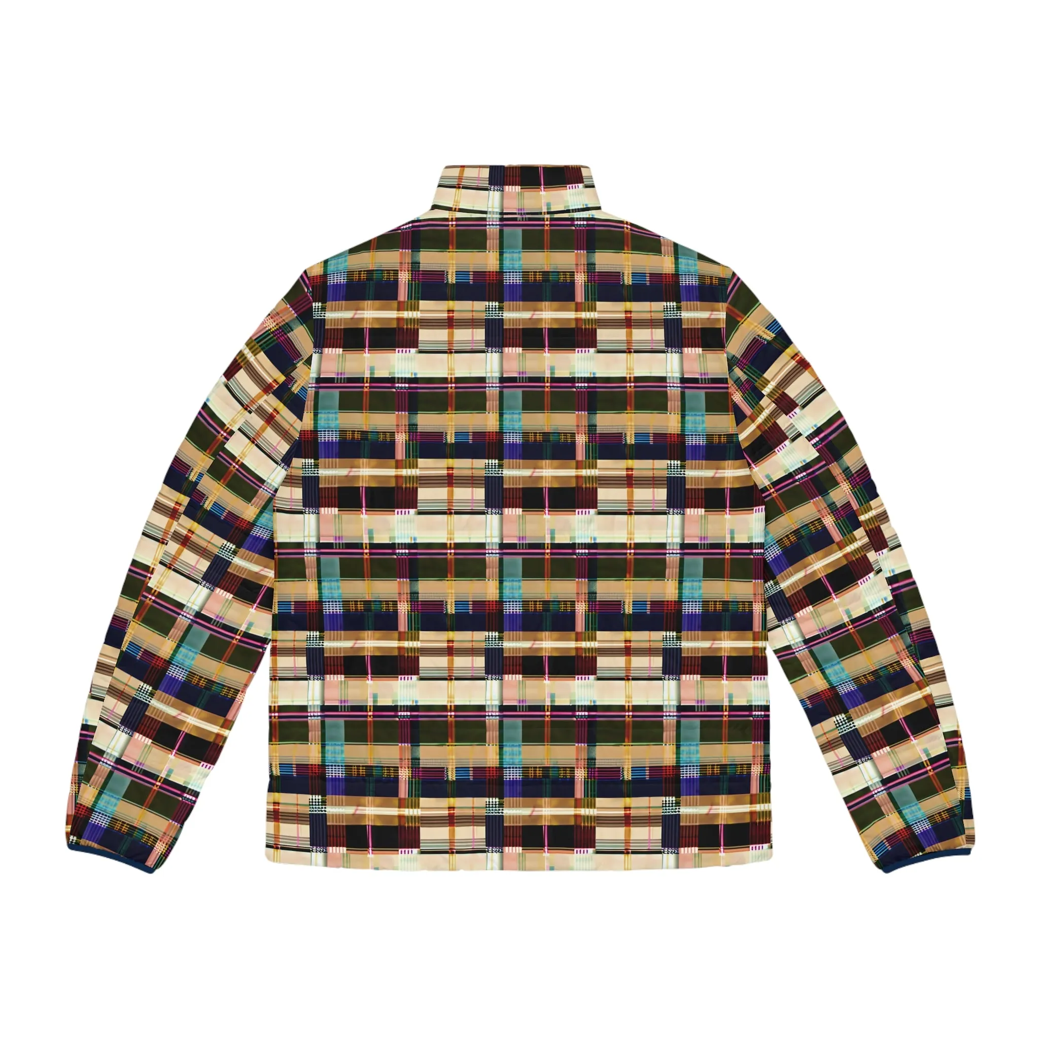 NuPlaid 04 Men’s Puffer Jacket – Timeless Plaid Design with Modern Festival Flair