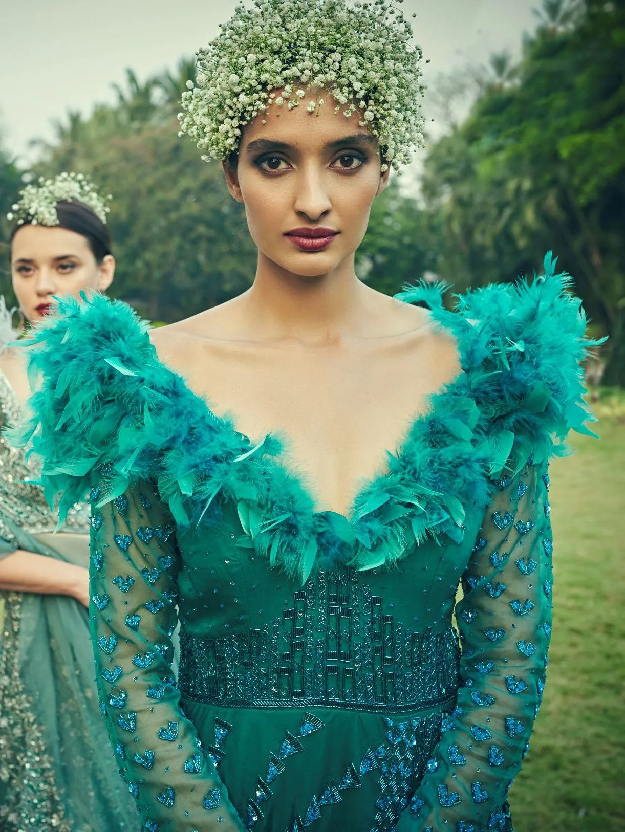 Ocean Blue Trail Gown