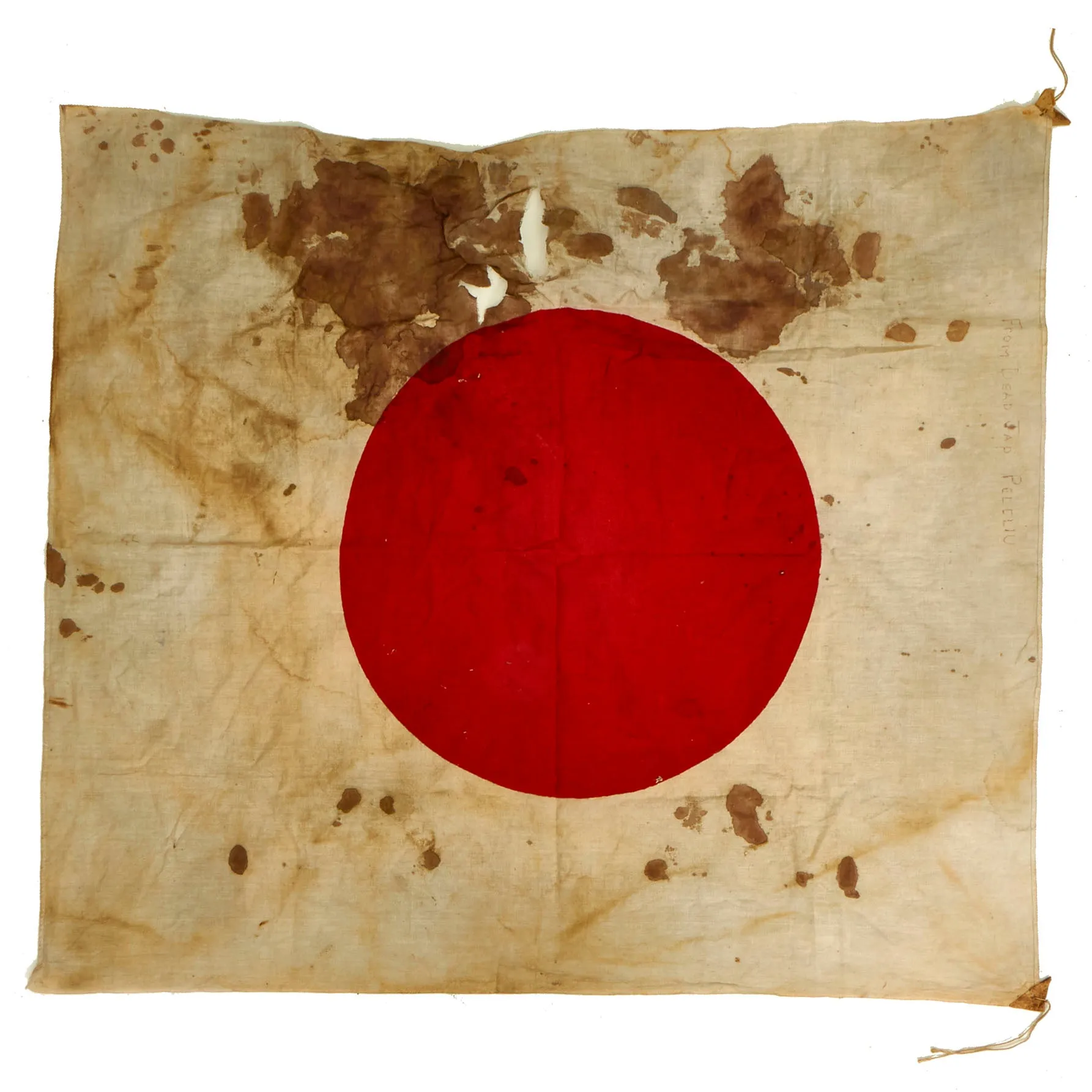 Original Japanese WWII USGI Bring Back Set Taken from KIA Japanese Soldier - Senninbari 1000 Stitch Belt & National Flag