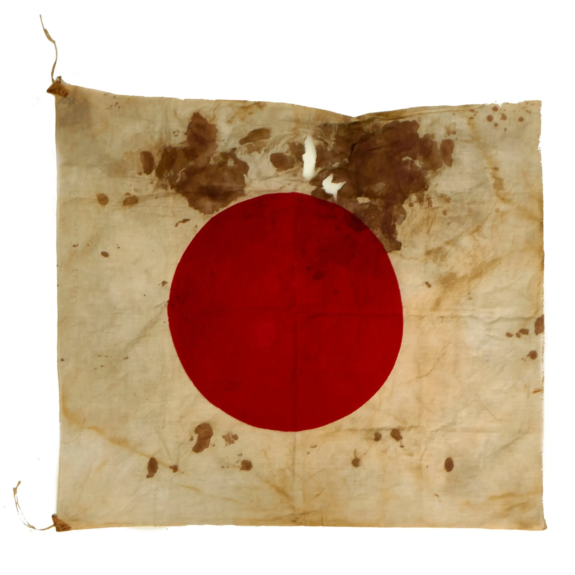 Original Japanese WWII USGI Bring Back Set Taken from KIA Japanese Soldier - Senninbari 1000 Stitch Belt & National Flag