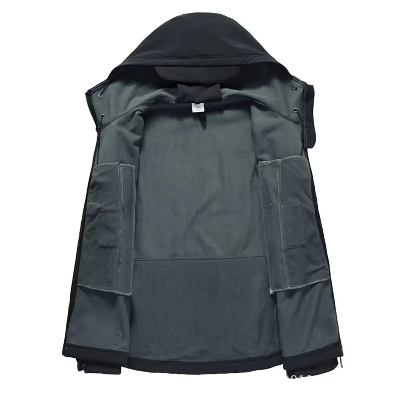 Oulylan Softshell Tactical Waterproof Jacket Fishing Hiking Camping Climbing Jacket Hoodedwinter Autumn Tracksuits Set Men