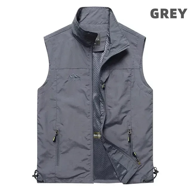 Outdoor Mens Vests 2023 Multi-pockets Hiking Work Photography Golf Vest Man's Fish Vest Waterproof Breathable Waistcoat