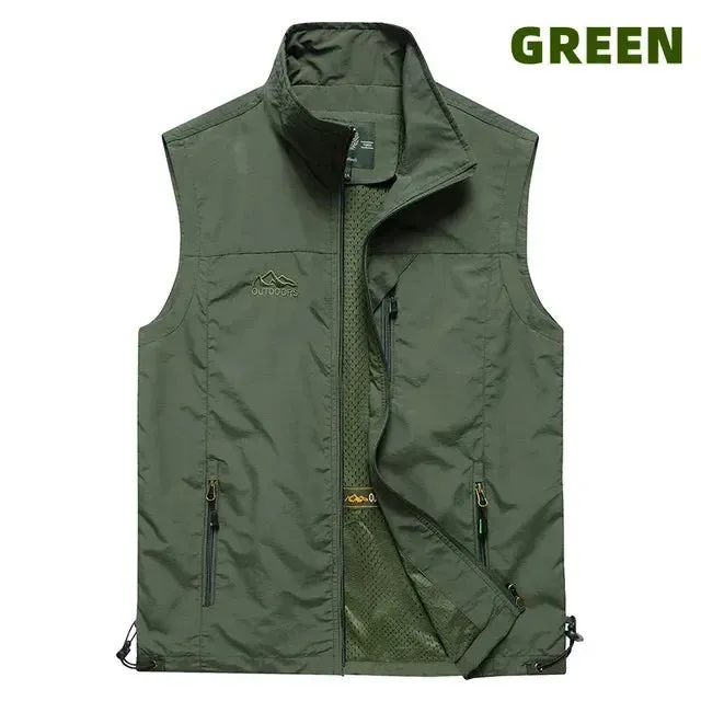 Outdoor Mens Vests 2023 Multi-pockets Hiking Work Photography Golf Vest Man's Fish Vest Waterproof Breathable Waistcoat