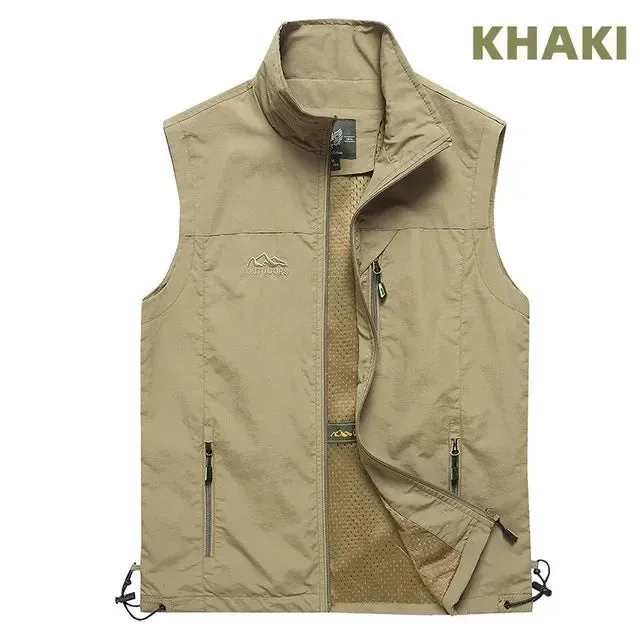 Outdoor Mens Vests 2023 Multi-pockets Hiking Work Photography Golf Vest Man's Fish Vest Waterproof Breathable Waistcoat