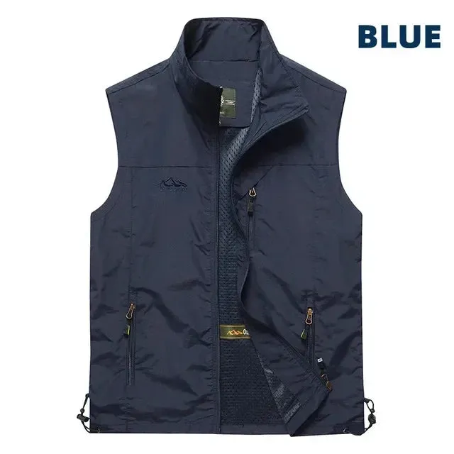 Outdoor Mens Vests 2023 Multi-pockets Hiking Work Photography Golf Vest Man's Fish Vest Waterproof Breathable Waistcoat