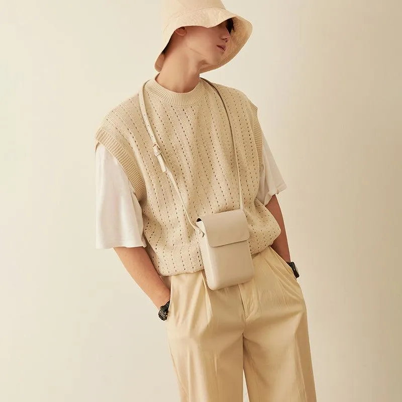 Oversized Khaki Knit Vest