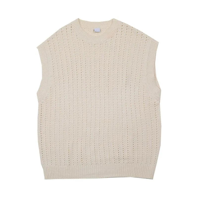 Oversized Khaki Knit Vest