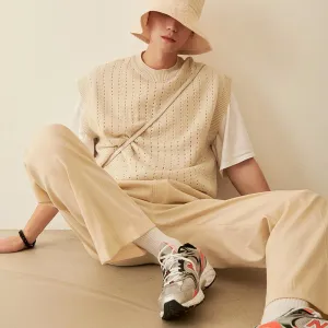 Oversized Khaki Knit Vest