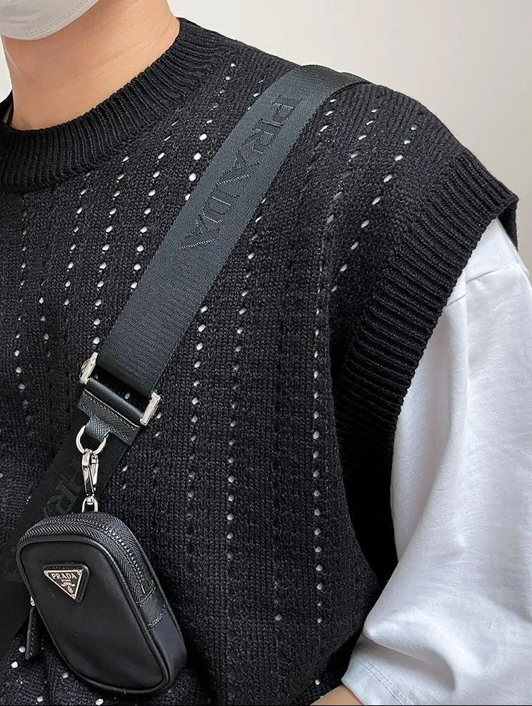 Oversized Khaki Knit Vest