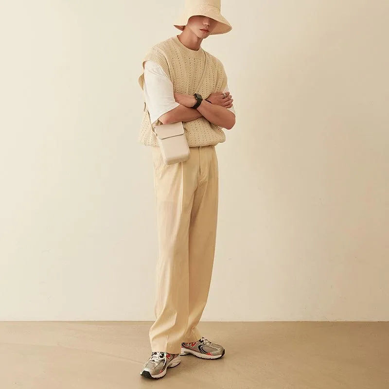 Oversized Khaki Knit Vest