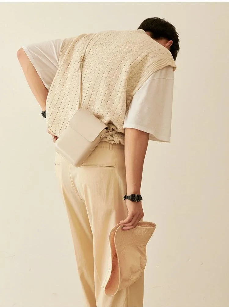 Oversized Khaki Knit Vest